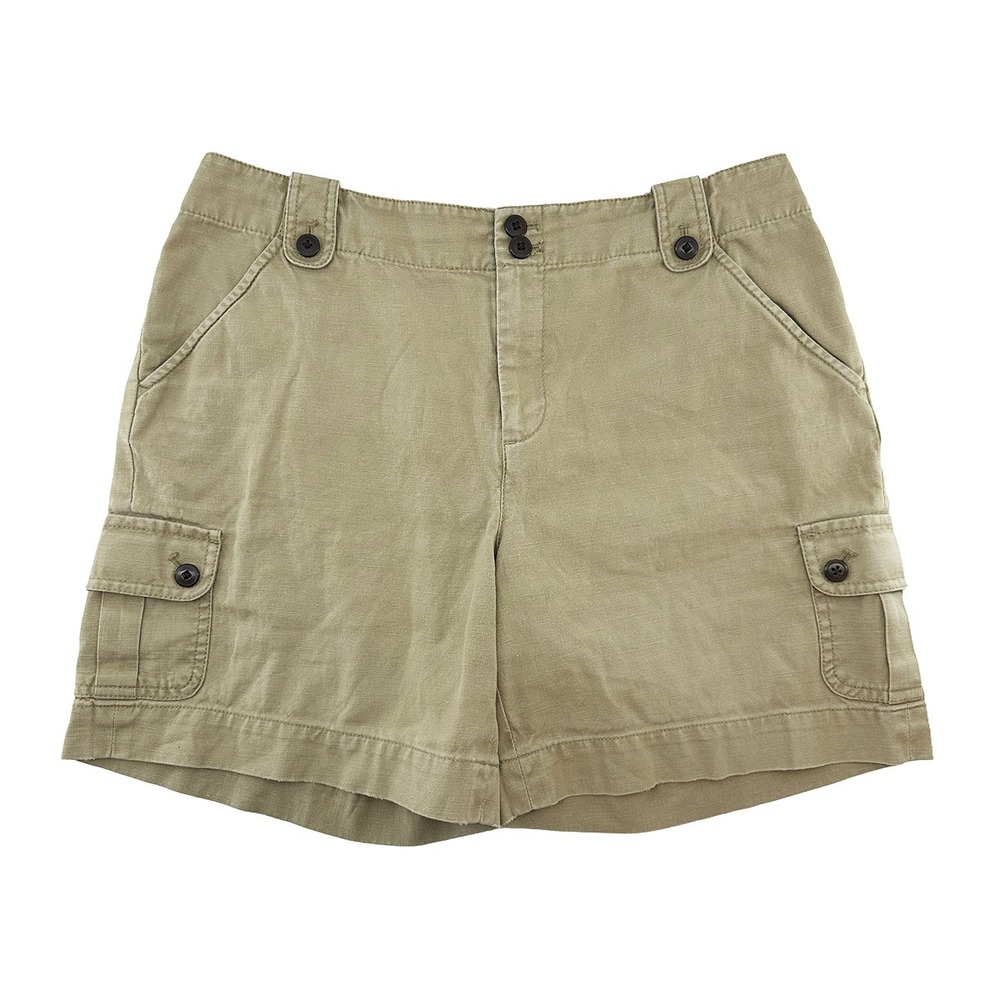 LAUREN RALPH LAUREN Linen & Cotton Blend Safari Cargo Shorts •‎ 6 • Khaki